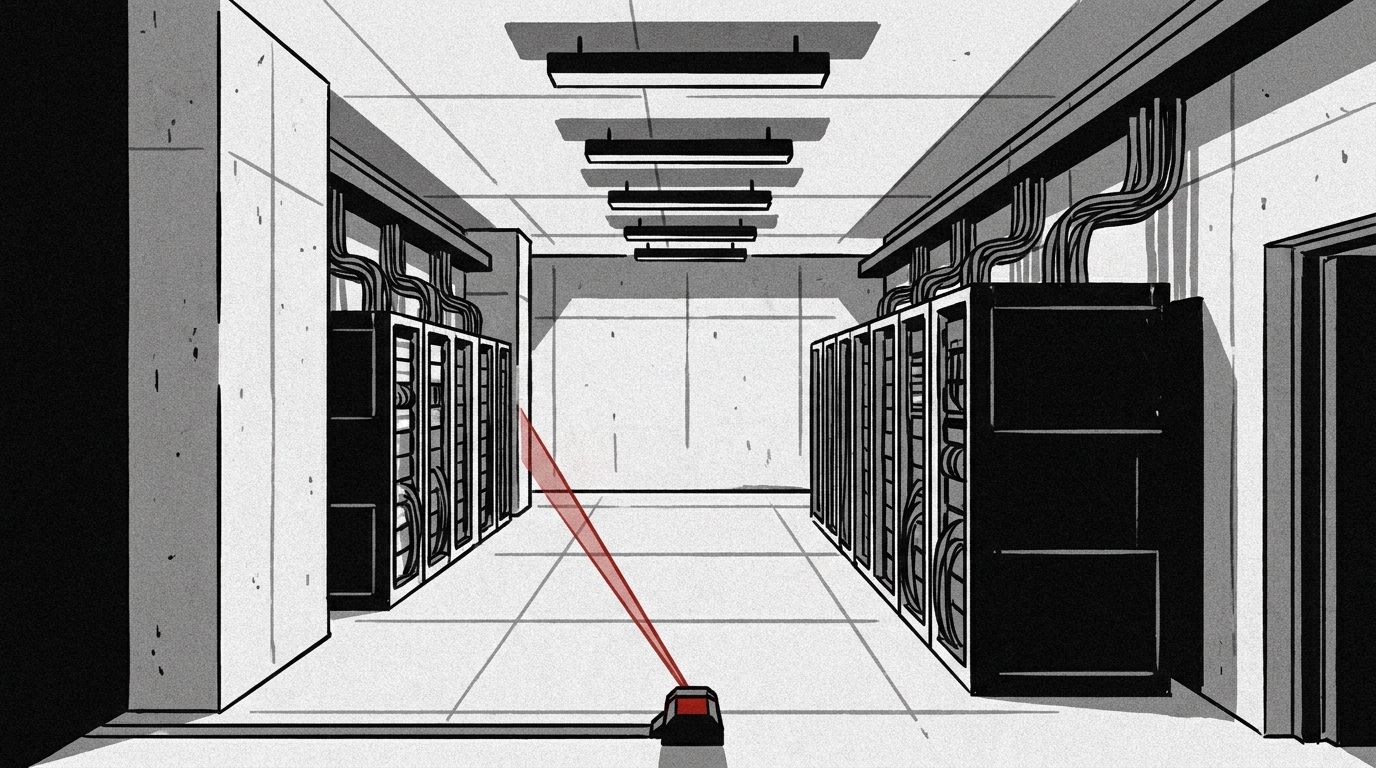 Canadian threat intelligence brief brutalist concrete corridor first frame surveillance poster