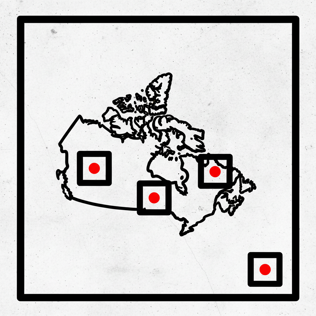 sovereign AI infrastructure Canada brutalist vendor shortlist map schematic stamp icon