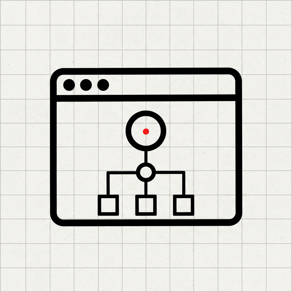 Hermes AI website build Canada brutalist browser window agent glyph sitemap topology